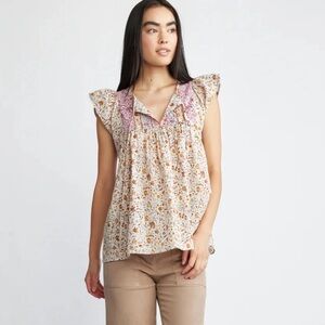 Anthropologie Self Contrast Ulla Cottagecore Peasant Top